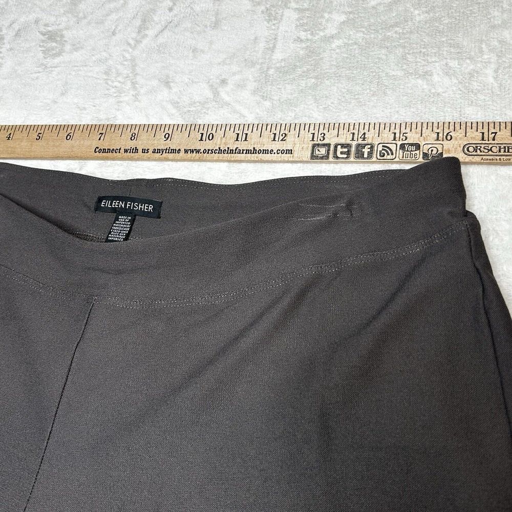 Eileen Fisher Womens Medium Taupe Crepe Straight Leg Elastic Waist Stretch Pants - Picture 5 of 8